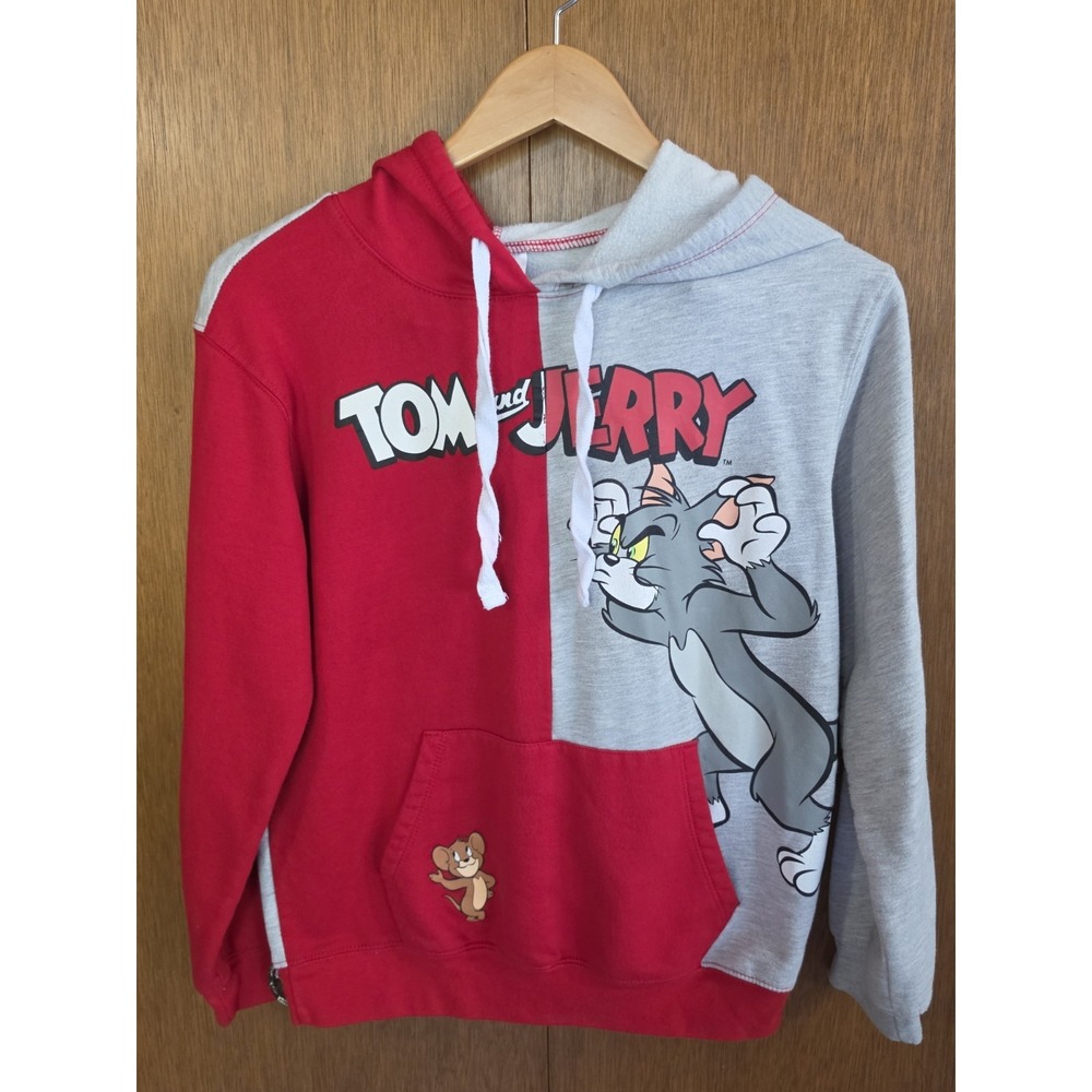 Tom & Jerry Boys Sweatshirt Hoodie Pullover Pockets Cat Mouse Multicolor S